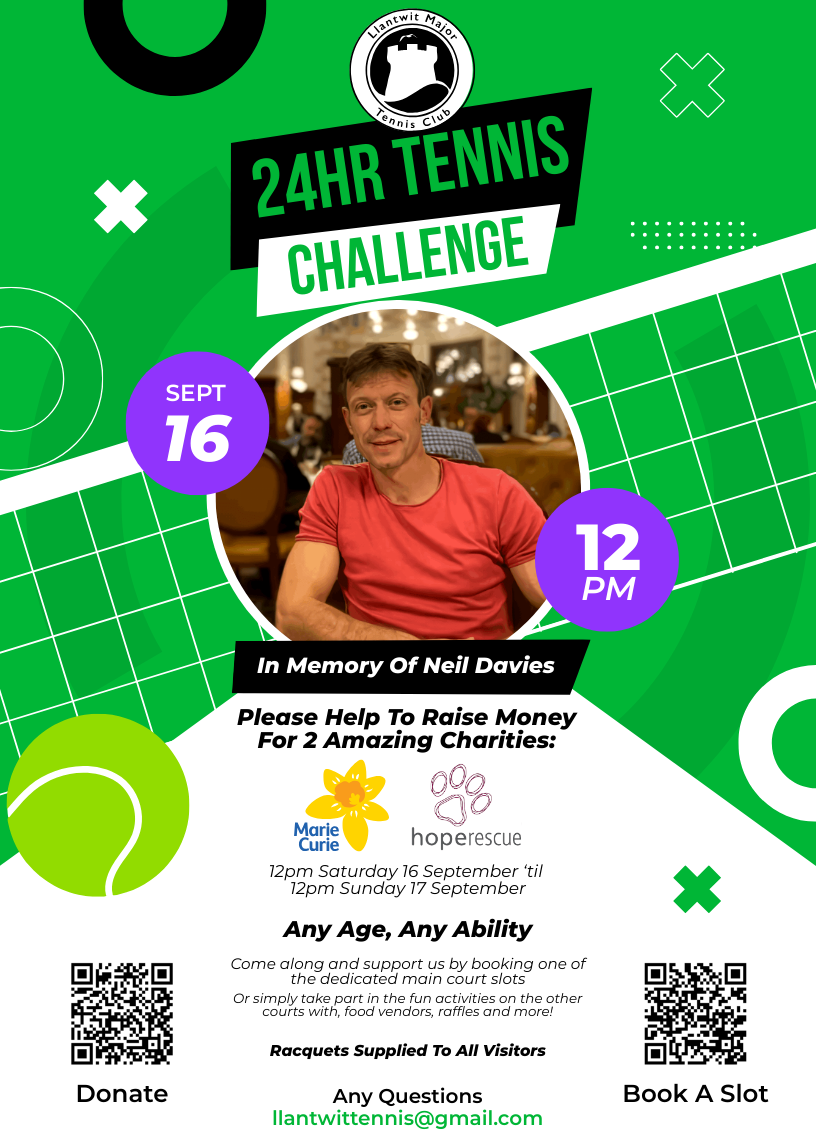 Llantwit Major Tennis Club 24 hour Tennis Challenge Fundraiser